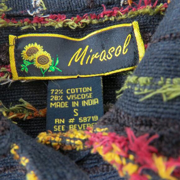 1990s Mirasol Black Colorful Striped Bohemian Jacket Small - Picture 4 of 7